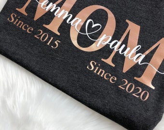 MOM shirt| T-shirt women|T-shirt grey| T-shirt with name| T-shirt short sleeve| Personalized shirt| Gift for mom| Gift idea/present