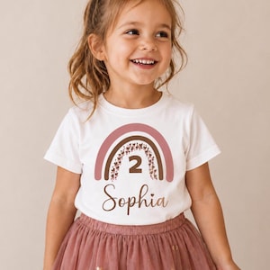 Short-sleeved and long-sleeved girls' rainbow shirt, children's rainbow t-shirt, birthday shirt, personalized t-shirt with name, baby clothes