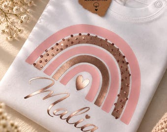 Short-sleeved and long-sleeved girls' rainbow shirt, children's rainbow t-shirt, birthday shirt, personalized t-shirt with name, baby clothes