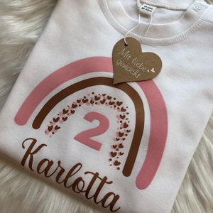 T-Shirt kurzarm Langarm Mädchen Regenbogen Shirt Rainbow Kinder T-Shirt girl Geburtstagsshirt T-Shirt mit Name personalisiert Babykleidung Bild 6