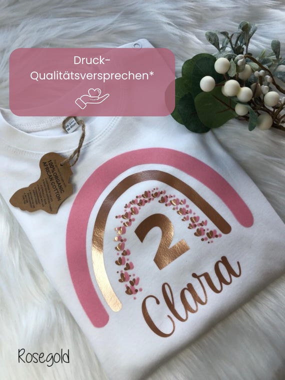 T-Shirt kurzarm Langarm Mädchen Regenbogen Shirt  Rainbow Kinder T-Shirt  girl Geburtstagsshirt T-Shirt mit Name personalisiert Babykleidung