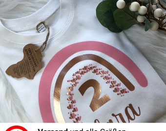 T-shirt a maniche corte a maniche lunghe per ragazze camicia arcobaleno maglietta per bambini arcobaleno maglietta compleanno ragazza maglietta con nome abbigliamento personalizzato per bambini