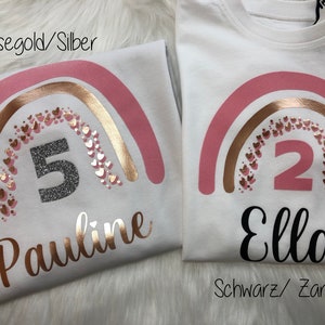 T-Shirt kurzarm Langarm Mädchen Regenbogen Shirt Rainbow Kinder T-Shirt girl Geburtstagsshirt T-Shirt mit Name personalisiert Babykleidung Bild 3