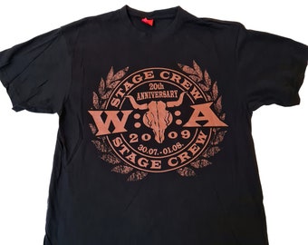Rare Wacken Open Air 2009 WOA Stage Crew 20th Anniversary T-Shirt LARGE Sammler Collectable