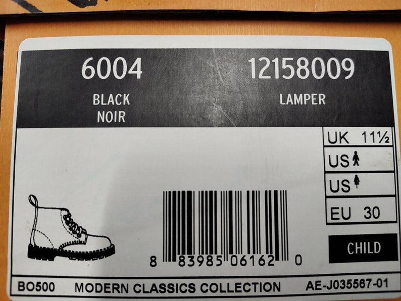 Dr. Martens Boots 6004 Lamper Kids Child UK11.5/US12.5M/US13.5W/EU30 Black image 7