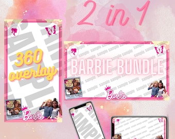 BUNDLE! Barbie 360 photo booth spinner pink overlay template 1920x1080 Vertical and Horizontal REVOSPIN