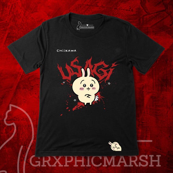 USAGI Grunge Red Graphic T-shirt Chiikawa Usagi Tee - Etsy