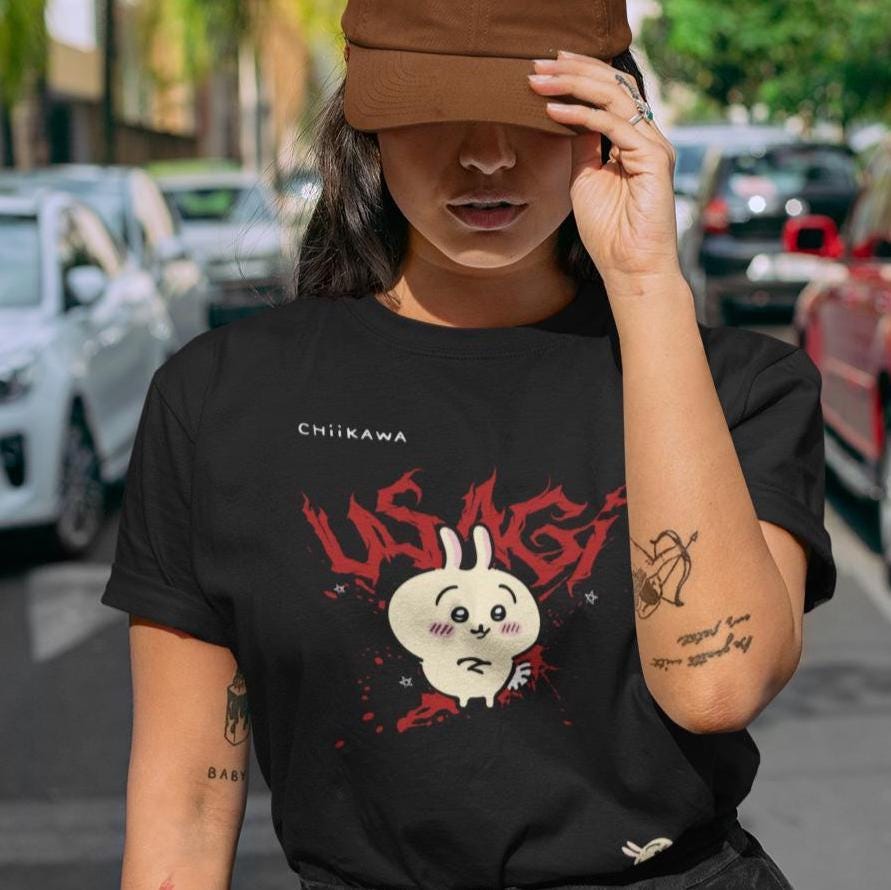 USAGI Grunge Red Graphic T-shirt Chiikawa Usagi Tee - Etsy