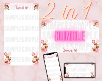 Bundle! Sweet 16 360 spinning photo booth overlay pre-made template 1920x1080 REVOSPIN