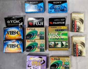 Lot Of 12: New Sealed Fuji, Sony, JVC, Maxell, TDK VHS-C 30 min. Camcorder Tapes