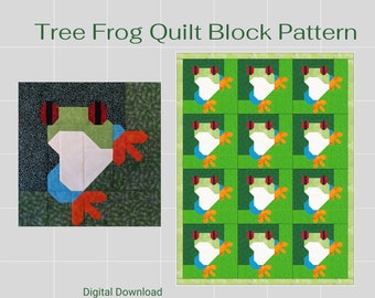 Tree Frog Quilt Block pdf pattern