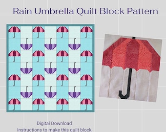 Rainy Day Umbrella Quilt Block PDF Pattern