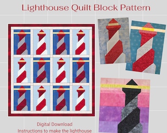 Lighthouse quilt block pdf pattern