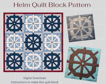 Helm (Ship Steering Wheel) Quilt Block PDF Pattern
