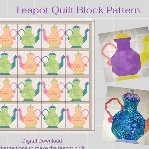 Tea Cup PDF Pieced Quilt Block Pattern Etsy