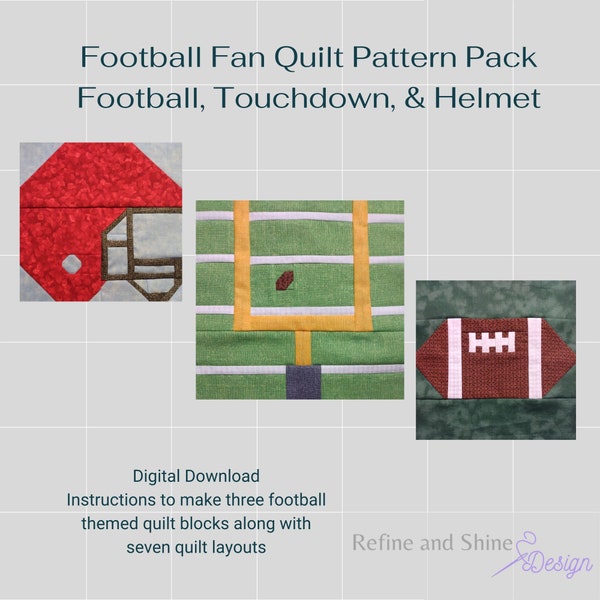 Football Fan Quilt Pattern Pack Downloadable PDF