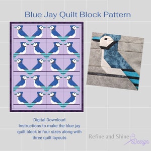 Blue Jay Bird Quilt Block pdf Pattern