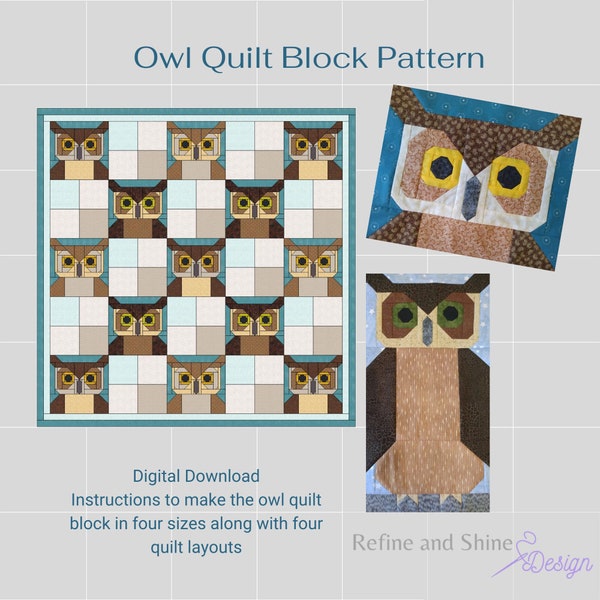 Owl Quilt Block pdf Pattern