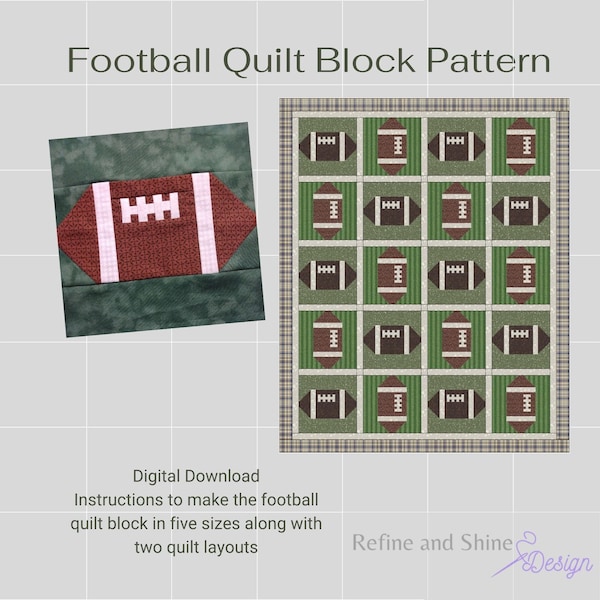 Football Quilt Block PDF Pattern