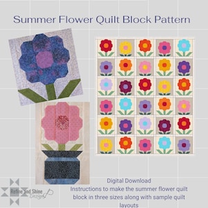 Summer Flower Quilt Block pdf Pattern