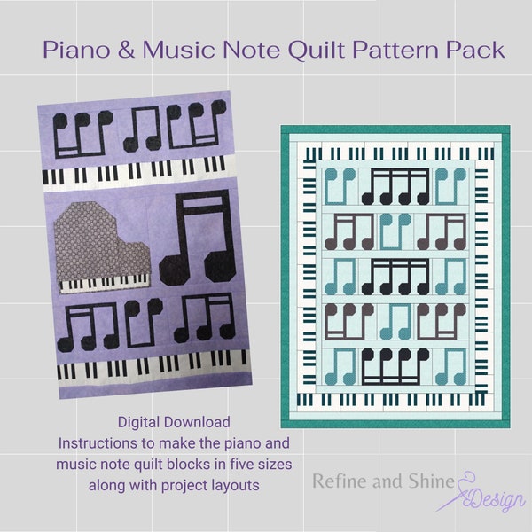 Piano and Music Note Quilt Pattern Pack