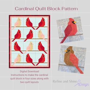 Cardinal Quilt Block pdf pattern