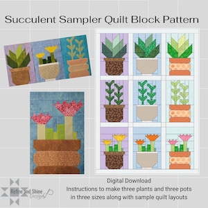 Succulent Sampler Quit Block Pattern pdf digital download