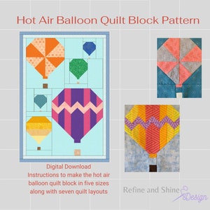 Hot Air Balloon Quilt Block PDF Pattern