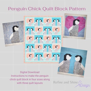 Penguin Chick (Baby Penguin) Quilt Block pdf Pattern