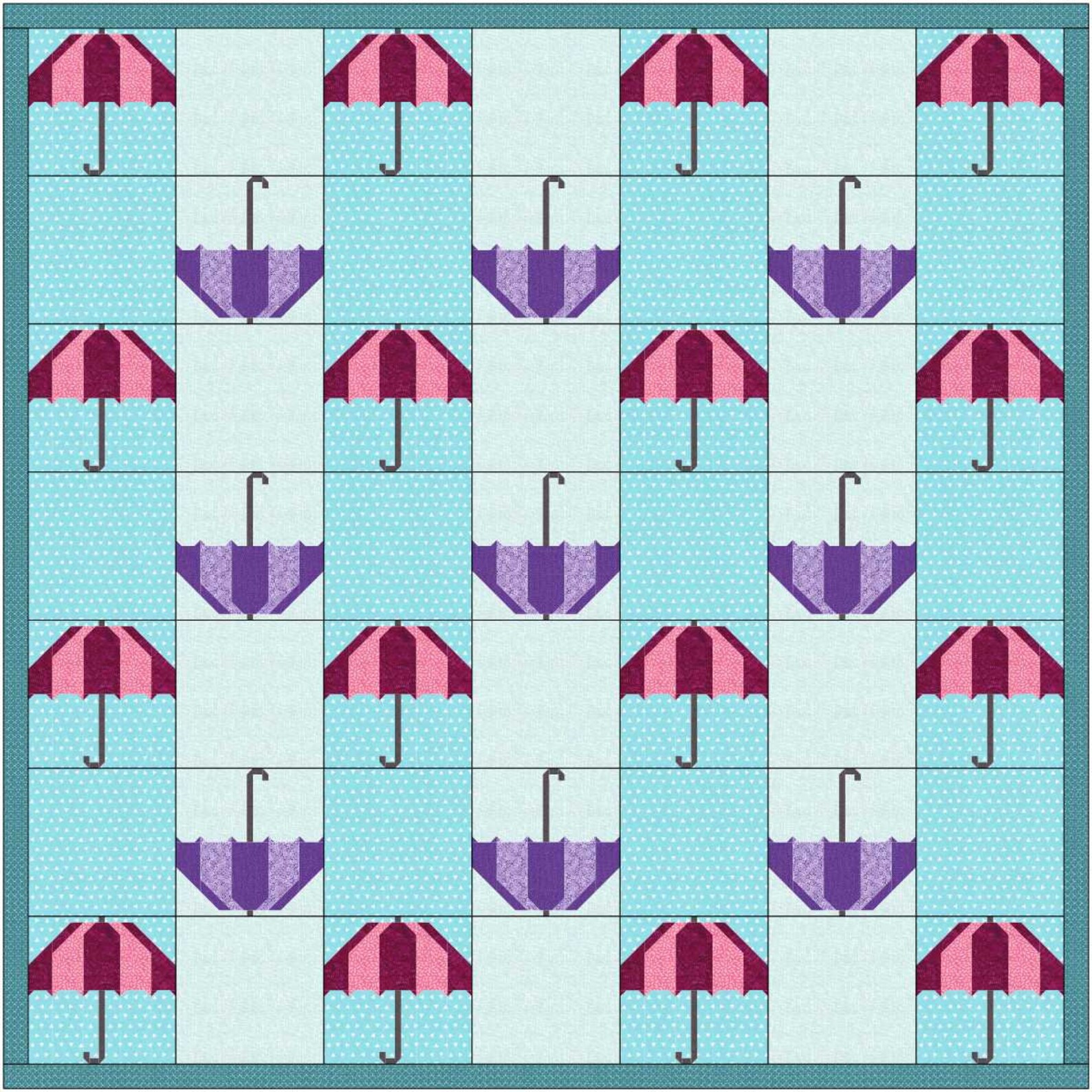 Rainy Day Umbrella Quilt Block PDF Pattern Etsy