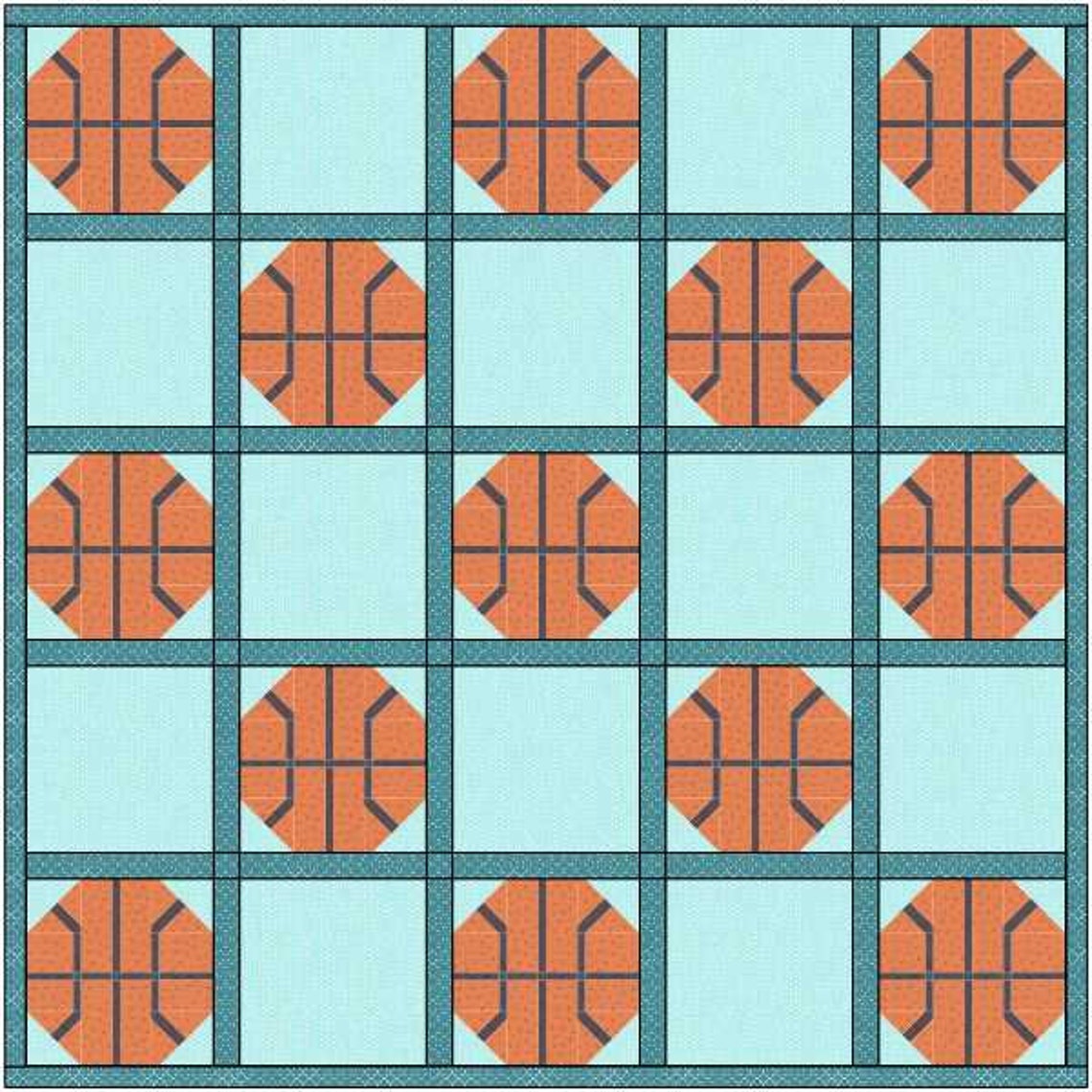 Basketball Quilt Block PDF Pattern Etsy