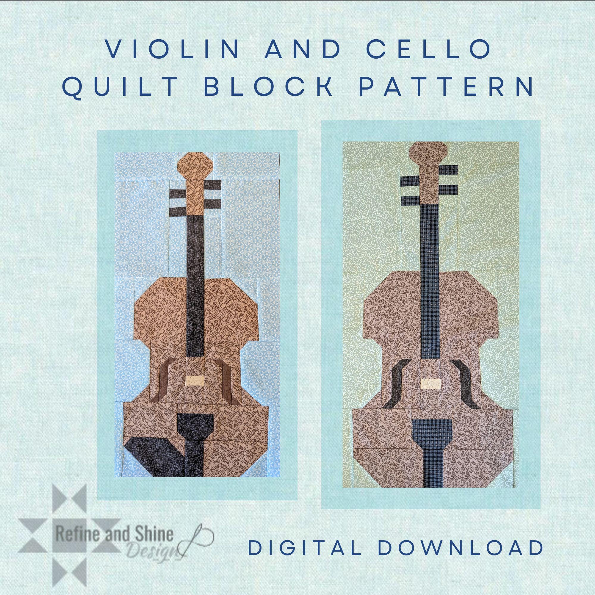 Violin & Cello Quilt Block PDF Pattern - Etsy