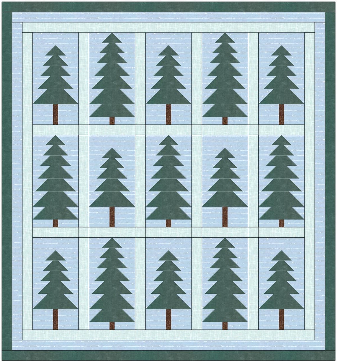Pine Tree Forest Quilt Block Pdf Pattern - Etsy UK