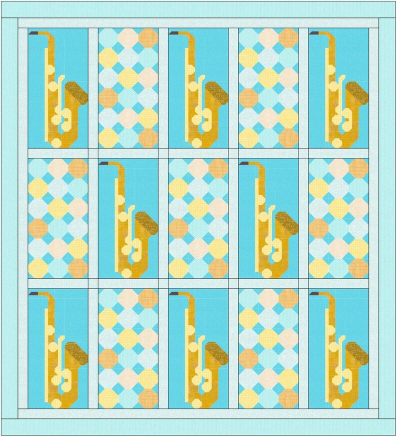 Saxophone Quilt Block Pdf Pattern Etsy