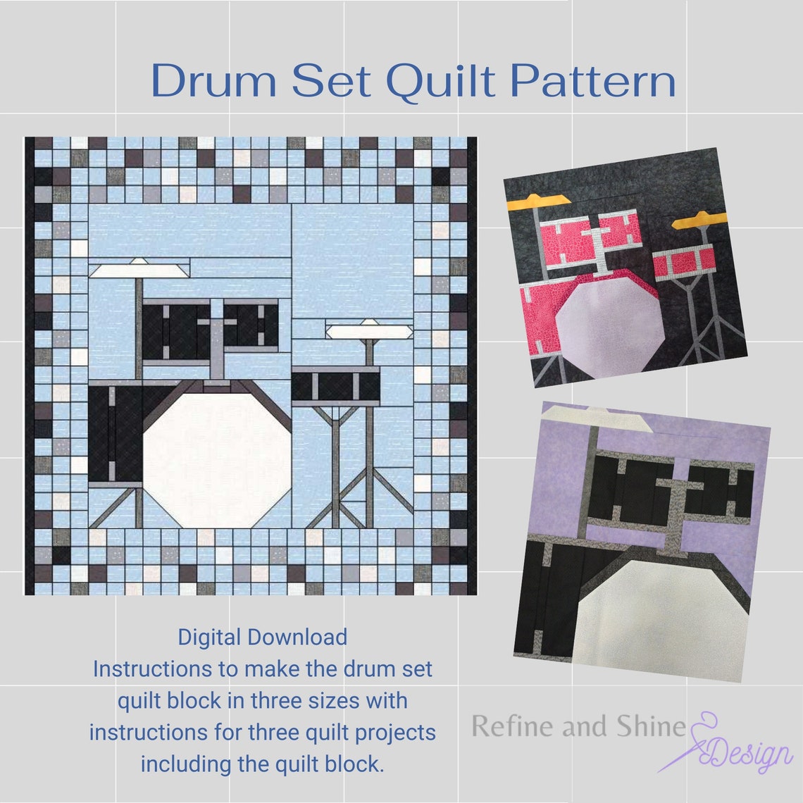 Drum Set Quilt Pattern Etsy
