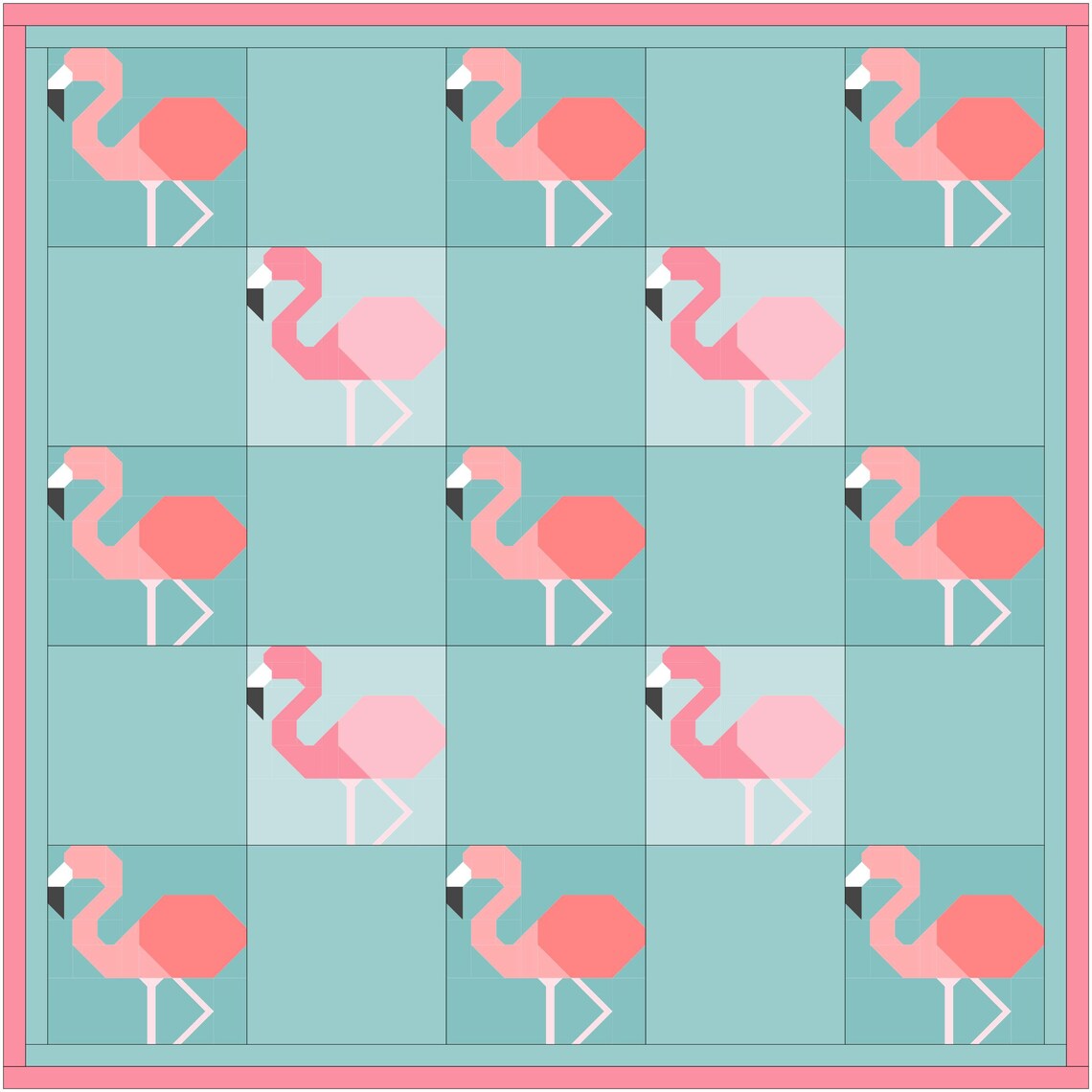 Flamingo Quilt Block Pdf Pattern - Etsy