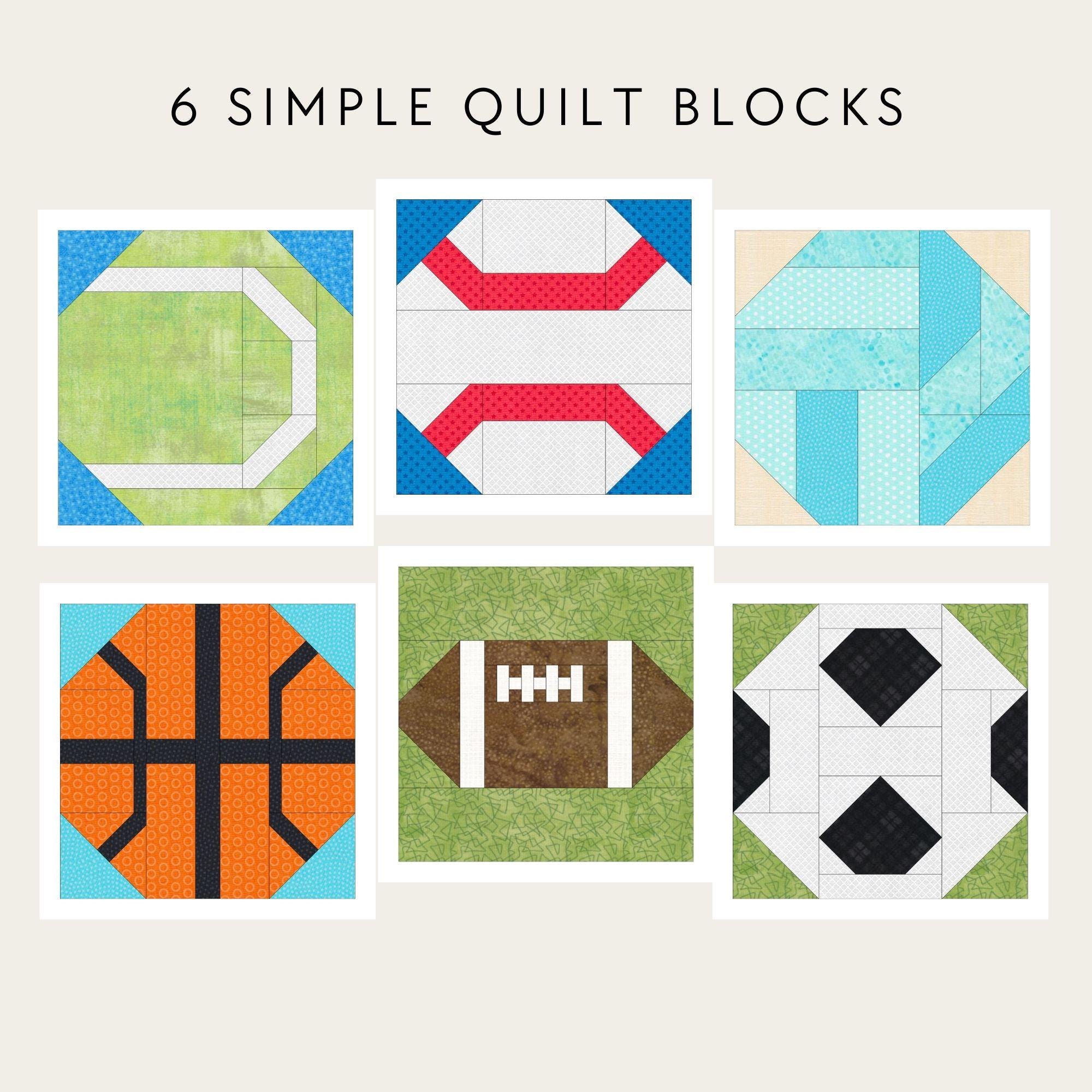 Sports Ball Bundle Quilt Pattern Pack, Set of 12 Quilt Blocks, Instant ...