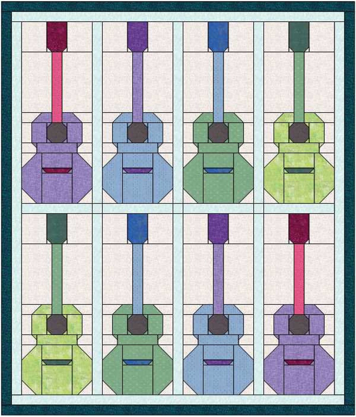 Folk Guitar ukulele Quilt Block PDF Pattern Etsy