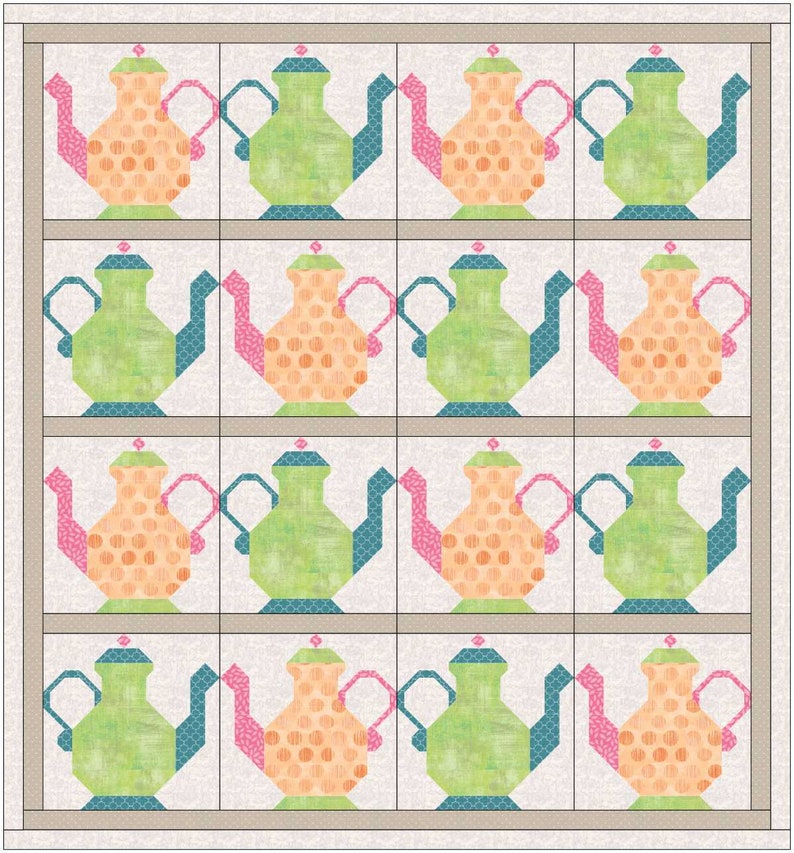 Teapot Quilt Block Downloadable PDF Pattern Etsy