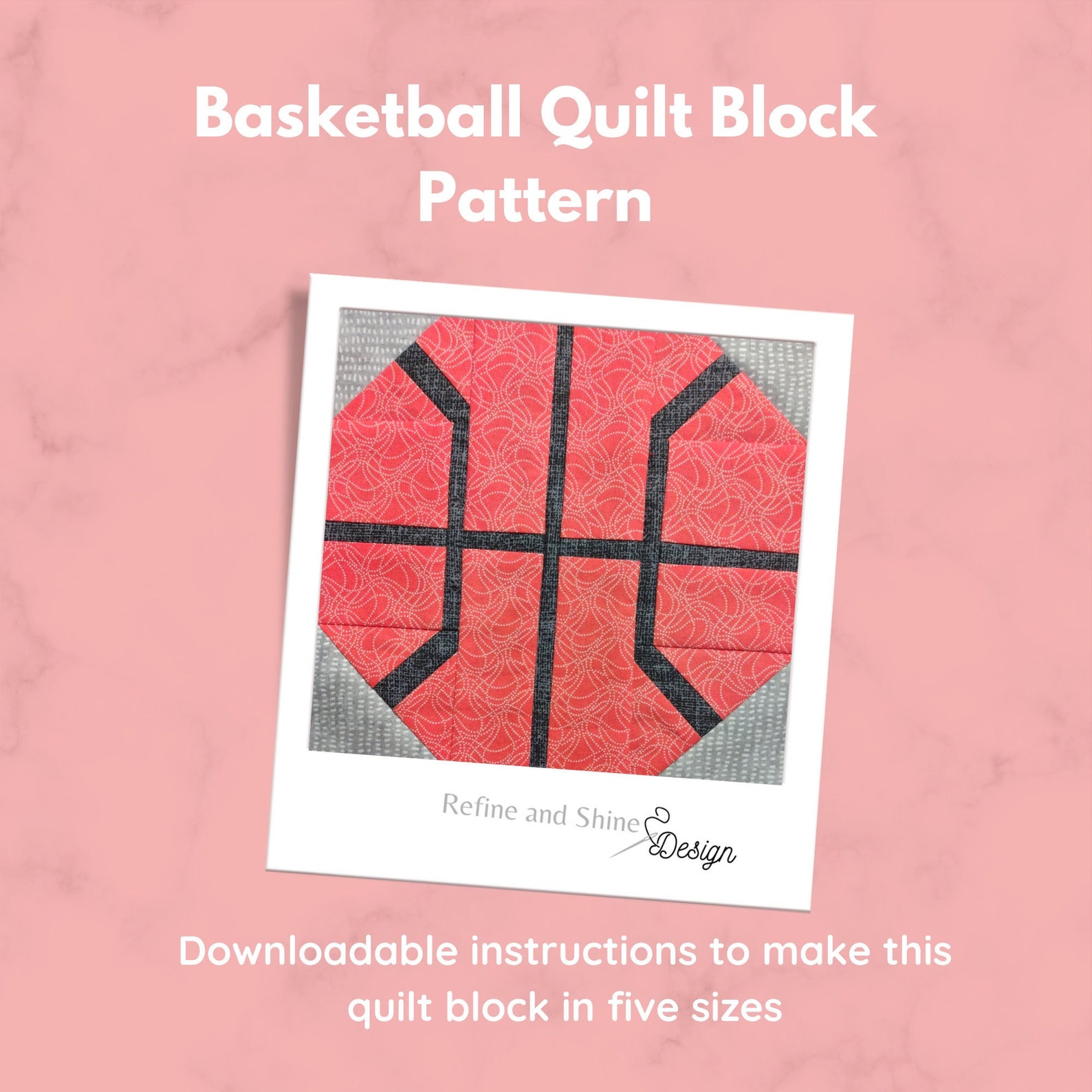 Basketball Quilt Block PDF Pattern Etsy