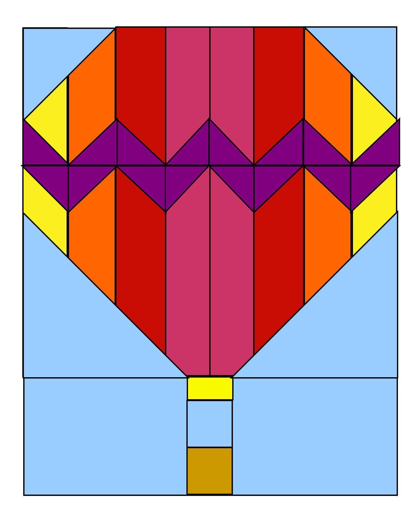 Hot Air Balloon Quilt Block PDF Pattern Etsy
