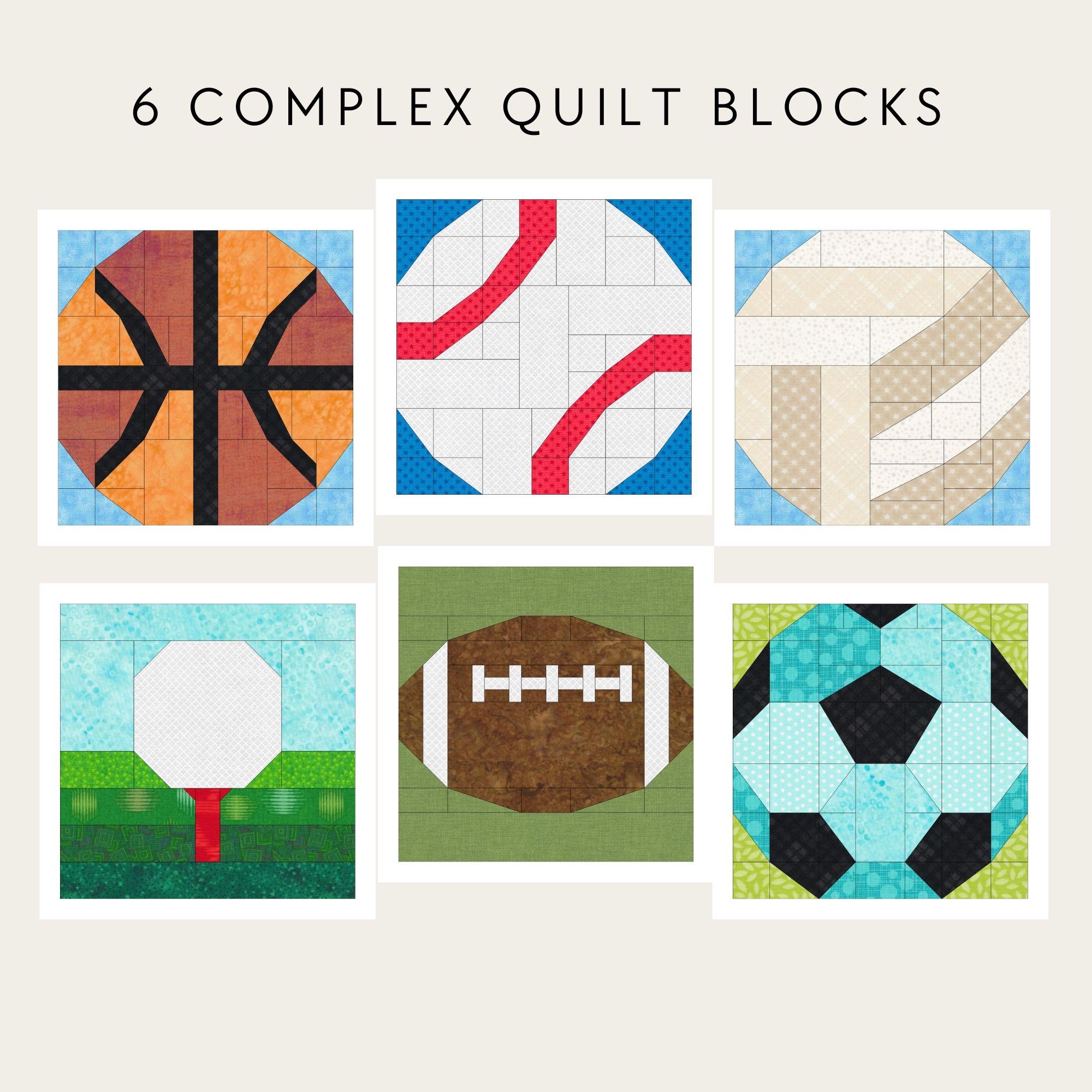 Sports Ball Bundle Quilt Pattern Pack, Set of 12 Quilt Blocks, Instant ...