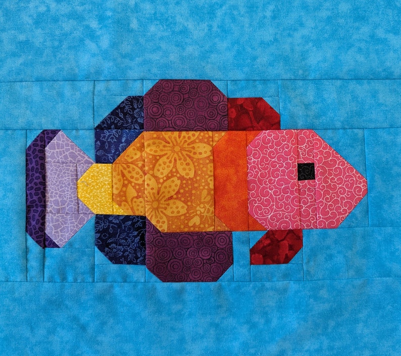 Patchwork Fish Rainbow Fish Quilt Block Pdf Pattern - Etsy UK