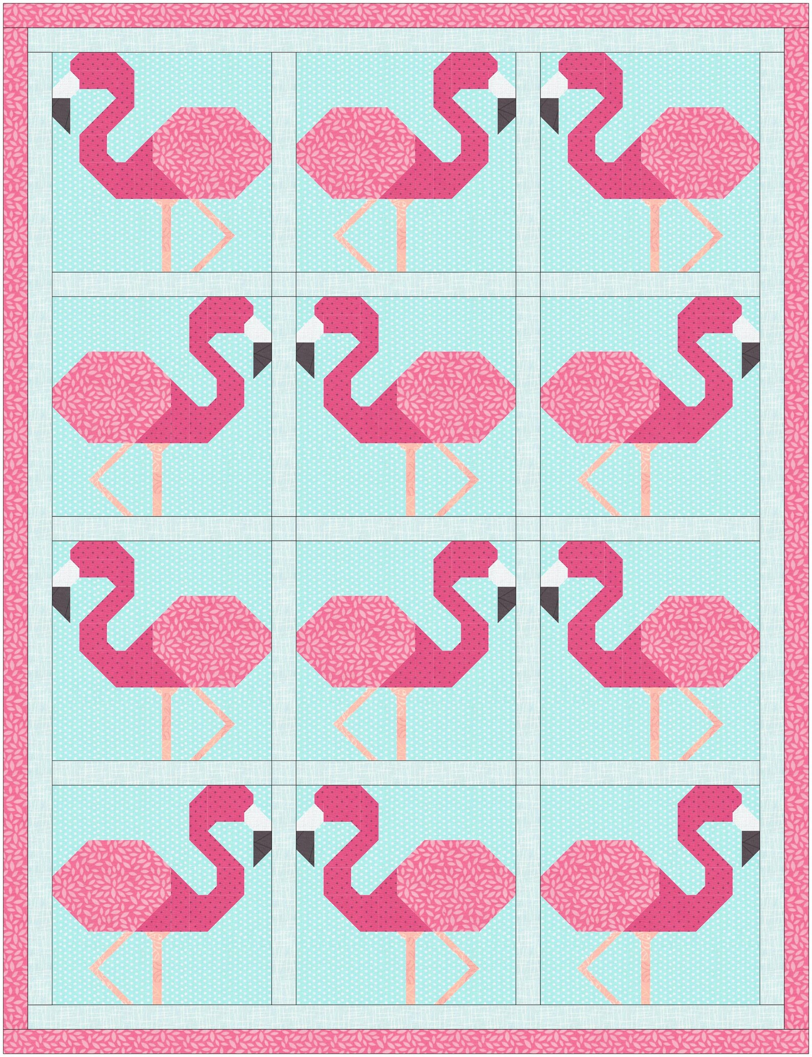 Flamingo Quilt Block Pdf Pattern - Etsy