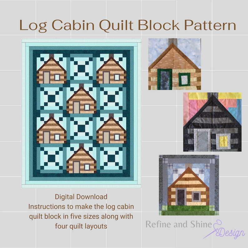 Log Cabin House Quilt Block PDF Pattern - Etsy
