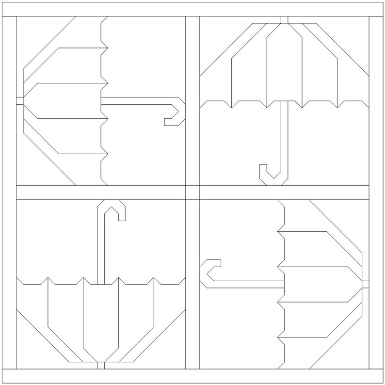 Rainy Day Umbrella Quilt Block PDF Pattern Etsy