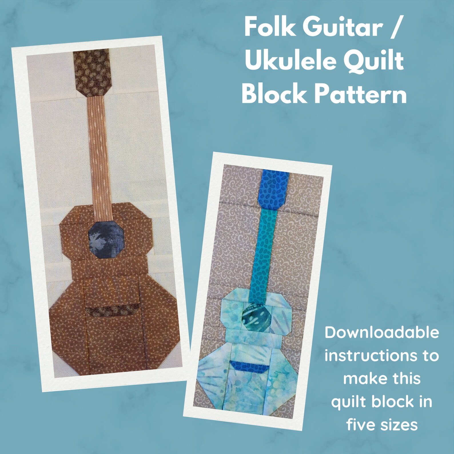Folk Guitar ukulele Quilt Block PDF Pattern Etsy