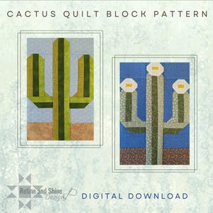 Modello pdf per blocco trapunta cactus Saguaro del deserto