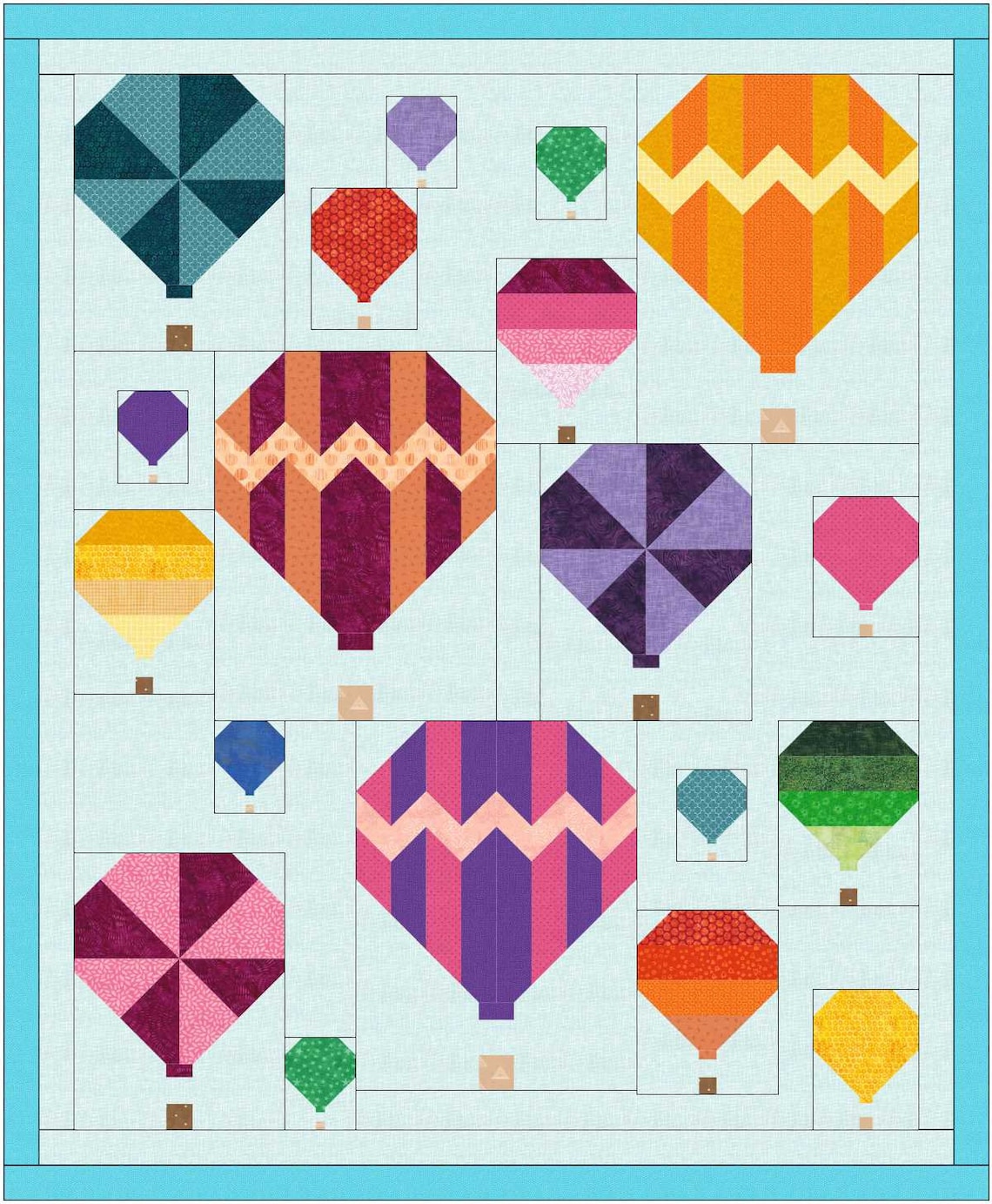 Hot Air Balloon Quilt Block PDF Pattern Etsy Canada