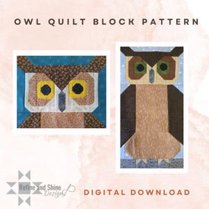 Owl Quilt Block pdf Pattern